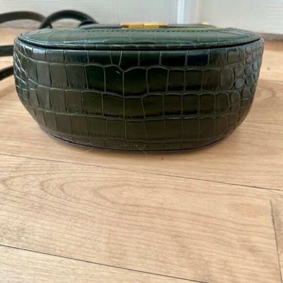 GIFT NEW TORY BURCH LEE RADZIWILL KELP GREEN CROSSBODY CROC LEATHER SUEDE $658 - Picture 10 of 16